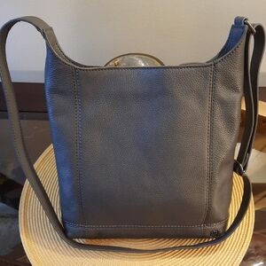 The Sak Gray Leather Crossbody Bag